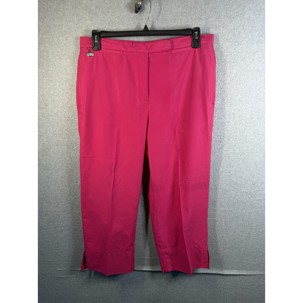 Liz Golf Capri Pants Womens 14 Pink Twill Straight Leg Golf Pockets Activewear